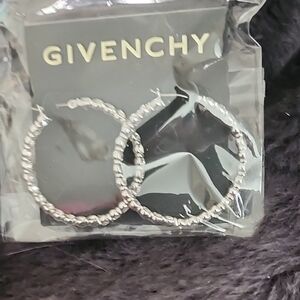 Givenchy Textured Silver Hoop Earrings